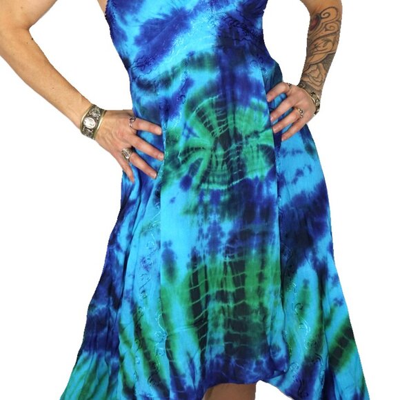 Tatiana Tie dye blue green dress - Picture 3 of 5